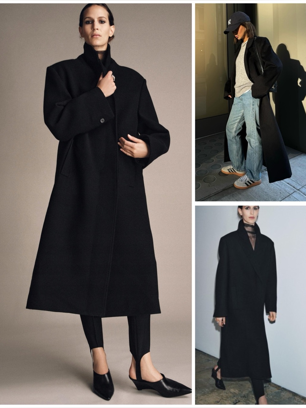 ZARA ~ Wool Blend Double-Breasted Coat ZW Collection Long